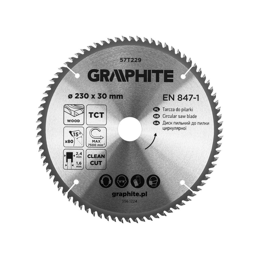 Medžio pjovimo diskas su HM antgaliais 230 x 30 mm, 80 dantų
