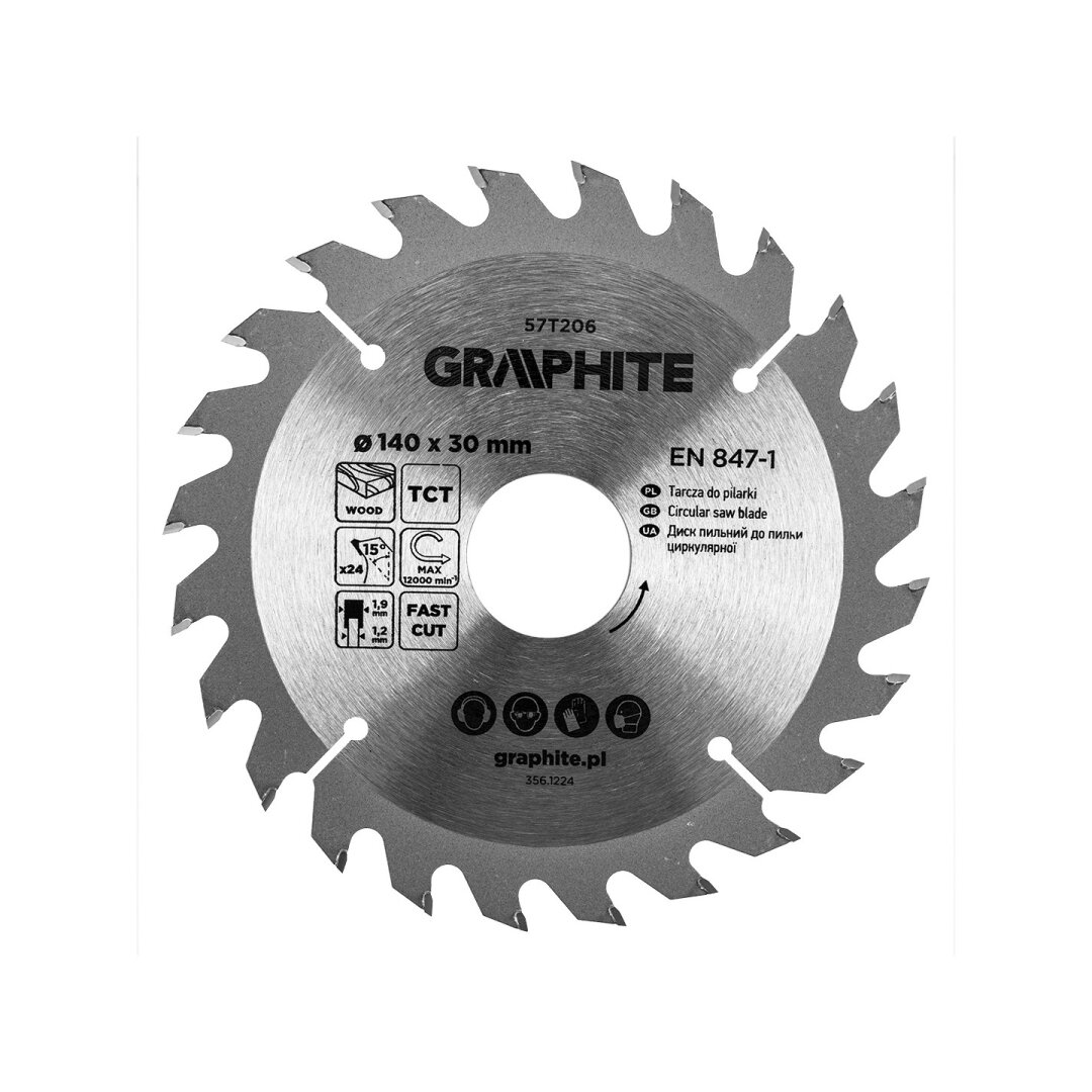 Medžio pjovimo diskas , Widia, 140 x 30 mm, 24 dantys