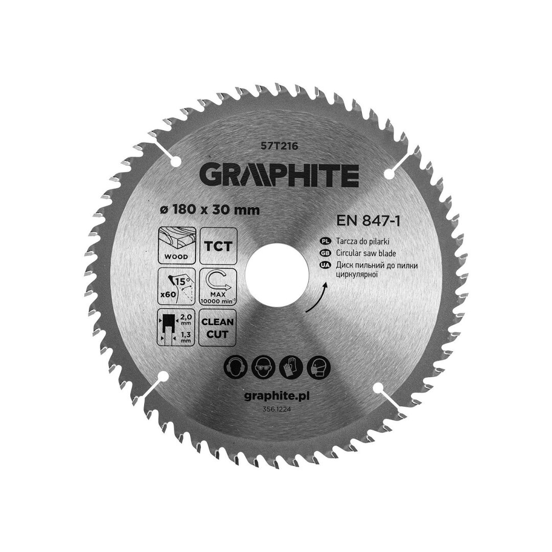 Medžio pjovimo diskas , Widia, 180 x 30 mm, 60 dantų Medžio pjovimo diskas , Widia, 180 x 30 mm, 60 dantų