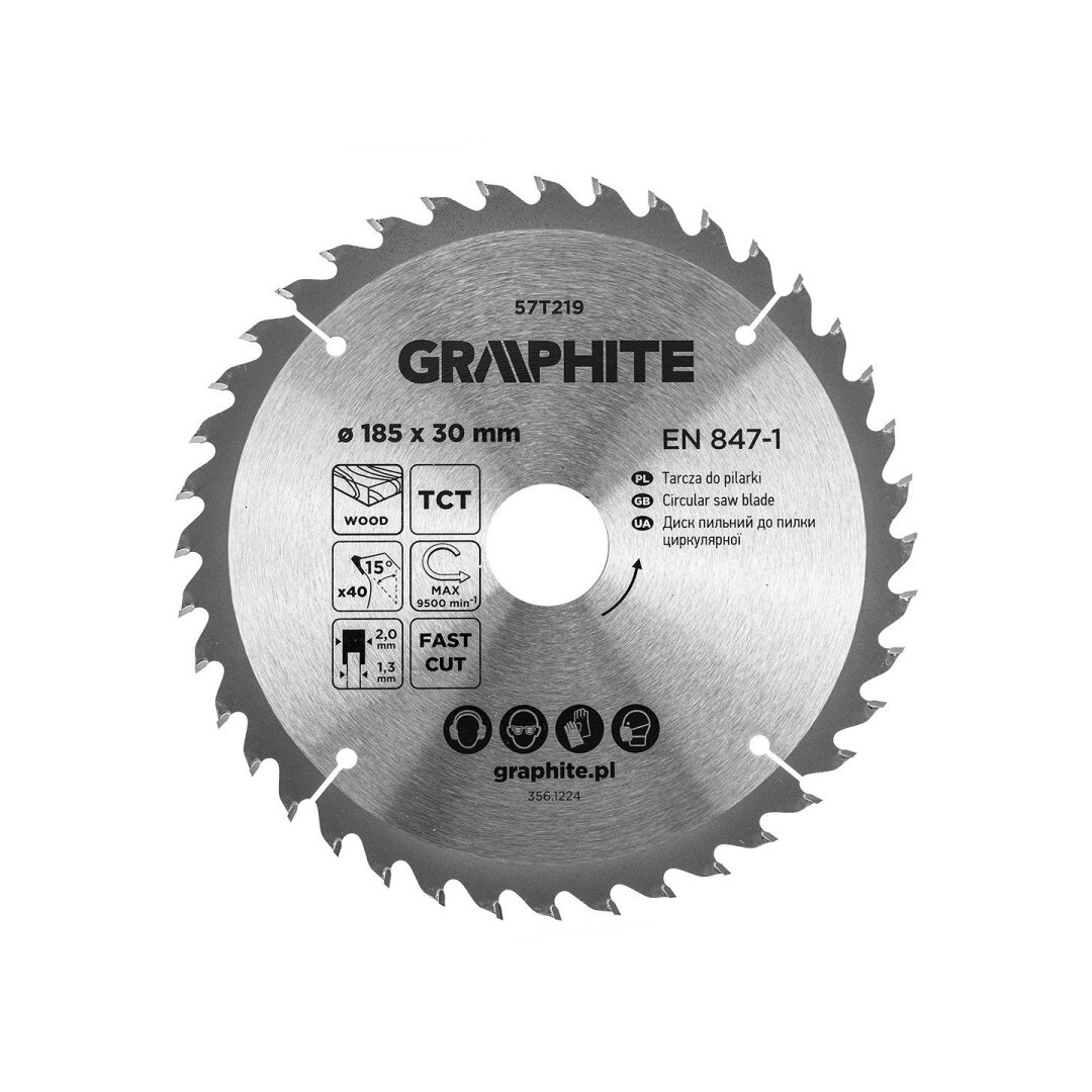 Medžio pjovimo diskas , Widia, 185 x 30 mm, 40 dantų