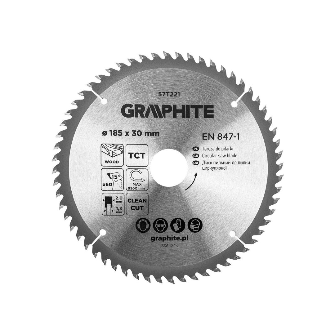 Medžio pjovimo diskas , Widia, 185 x 30 mm, 60 dantų Medžio pjovimo diskas , Widia, 185 x 30 mm, 60 dantų
