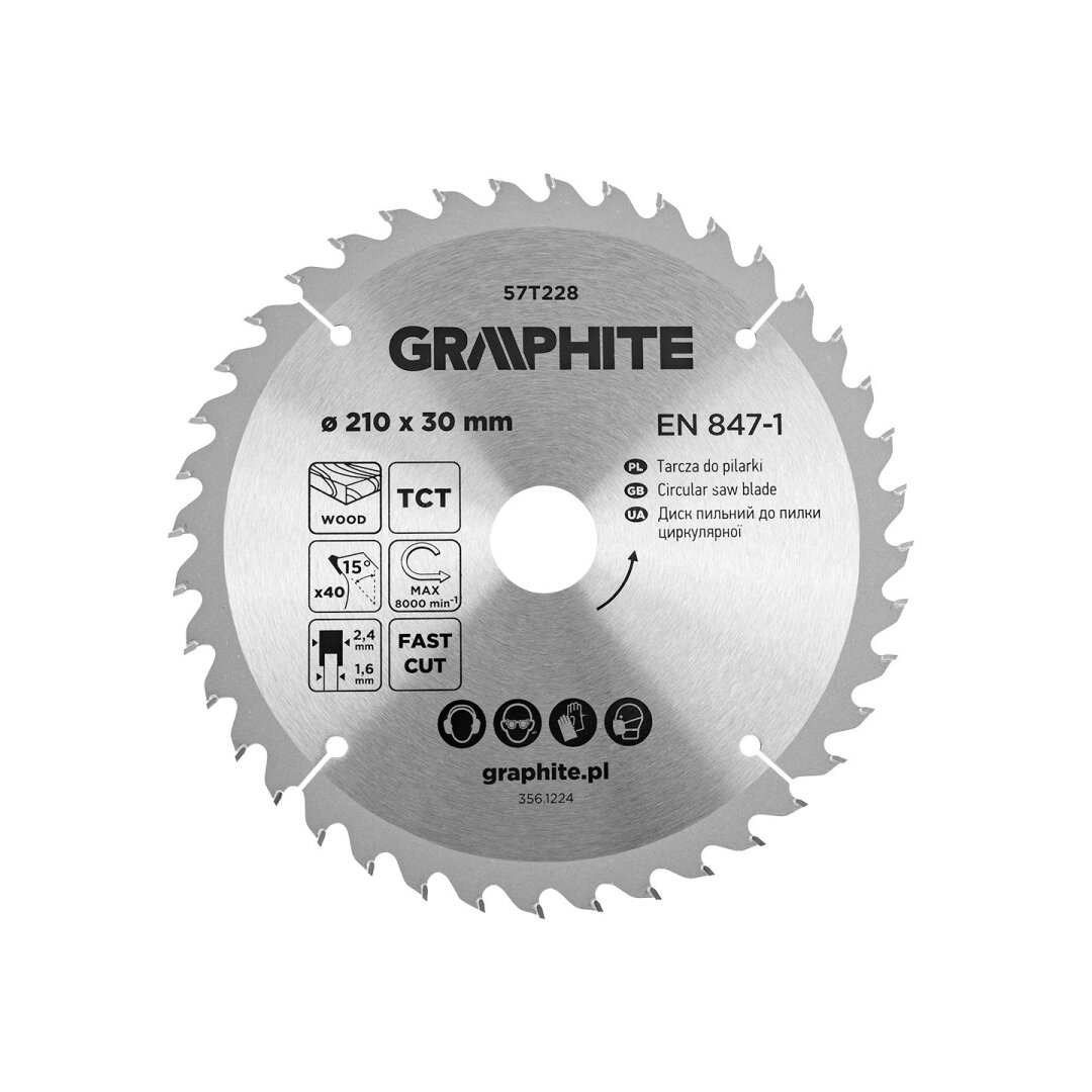 Medžio pjovimo diskas , Widia, 210 x 30 mm, 40 dantų