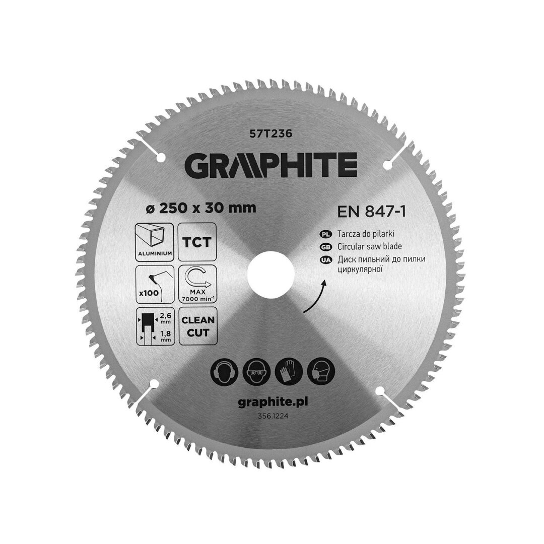 Medžio pjovimo diskas , Widia, 250 x 30 mm, 100 dantų, skirtas aliuminiui