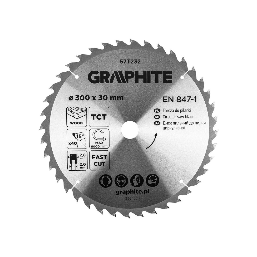 Medžio pjovimo diskas , Widia, 300 x 30 mm, 40 dantų