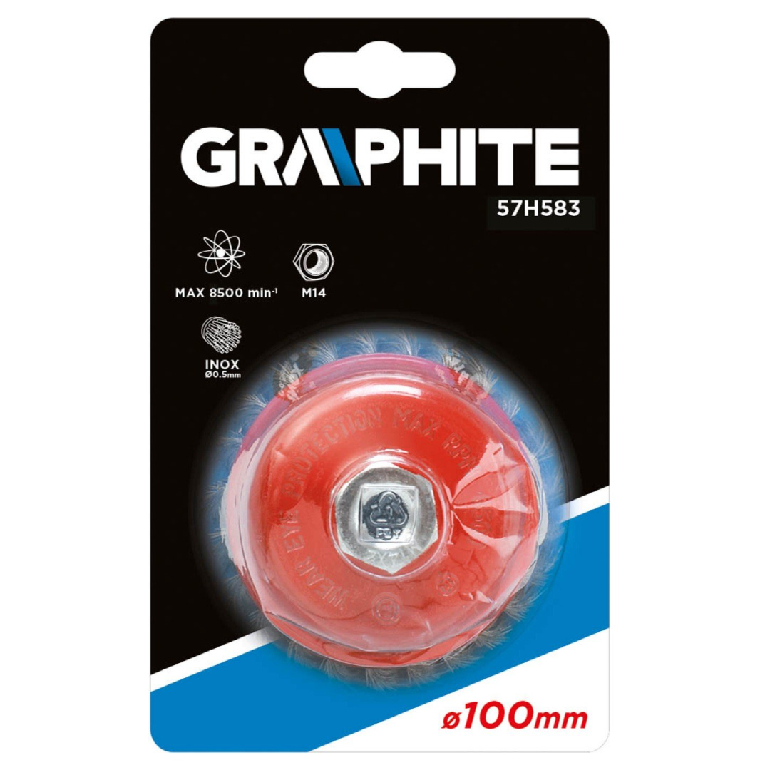 Metalinis šepetys 100 mm x M14, nerūdijanti viela 1 Metalinis šepetys 100 mm x M14, nerūdijanti viela 1