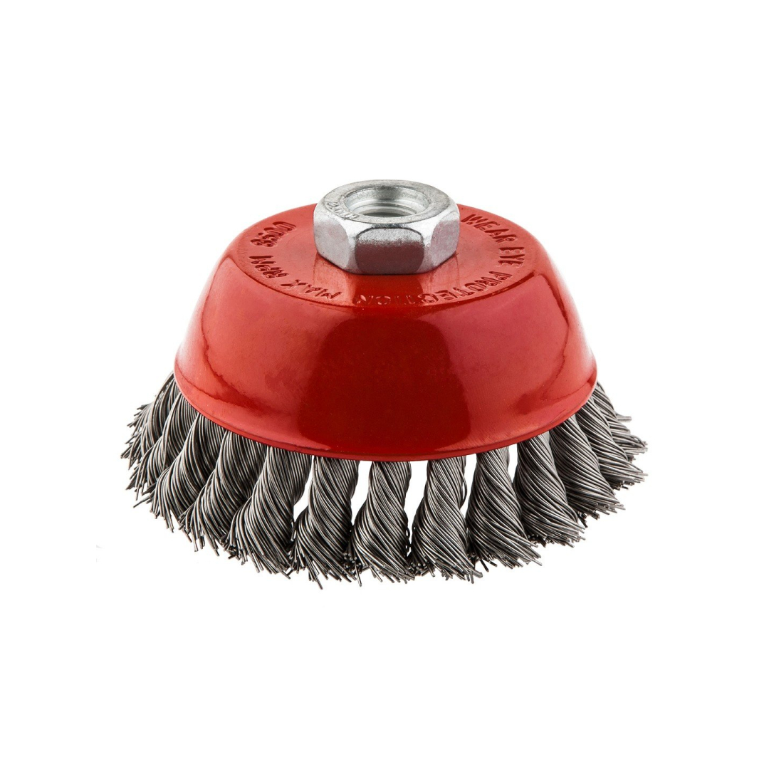 Metalinis šepetys 100 mm x M14, nerūdijanti viela Metalinis šepetys 100 mm x M14, nerūdijanti viela