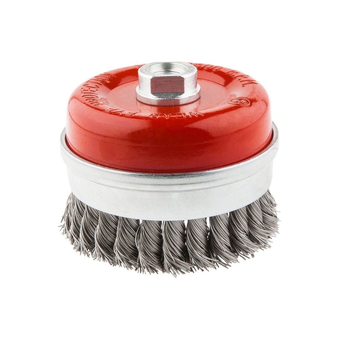 Metalinis šepetys 100mm x M14, nerūdijanti viela