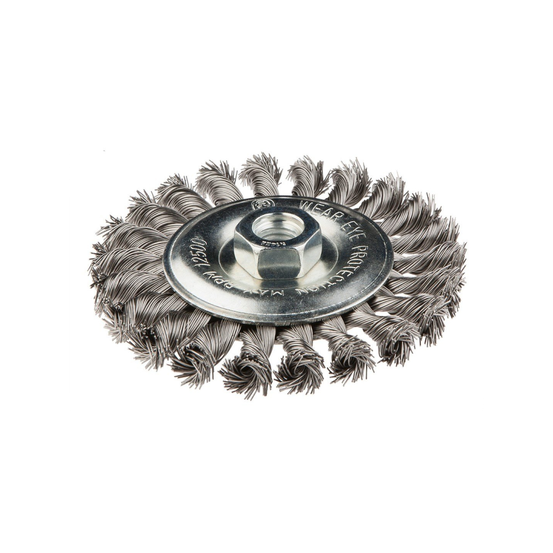 Metalinis šepetys 115mm x M14, nerūdijanti viela Metalinis šepetys 115mm x M14, nerūdijanti viela