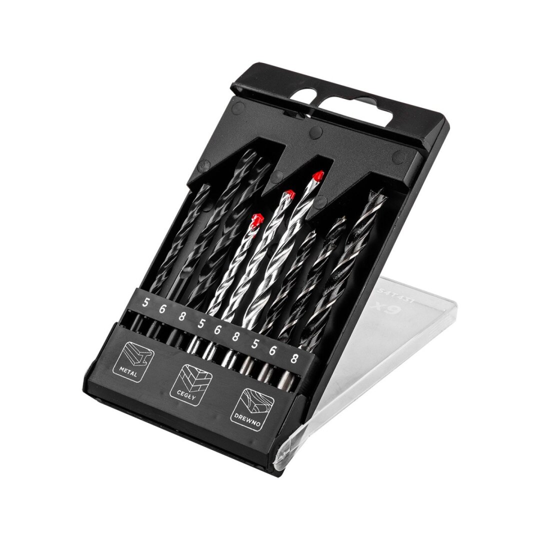 Metalo, medienos, medienos, plytų, plytų: 5, 6, 8 mm, 9 vnt. Gręžimo Antgaliukų rinkinys 3