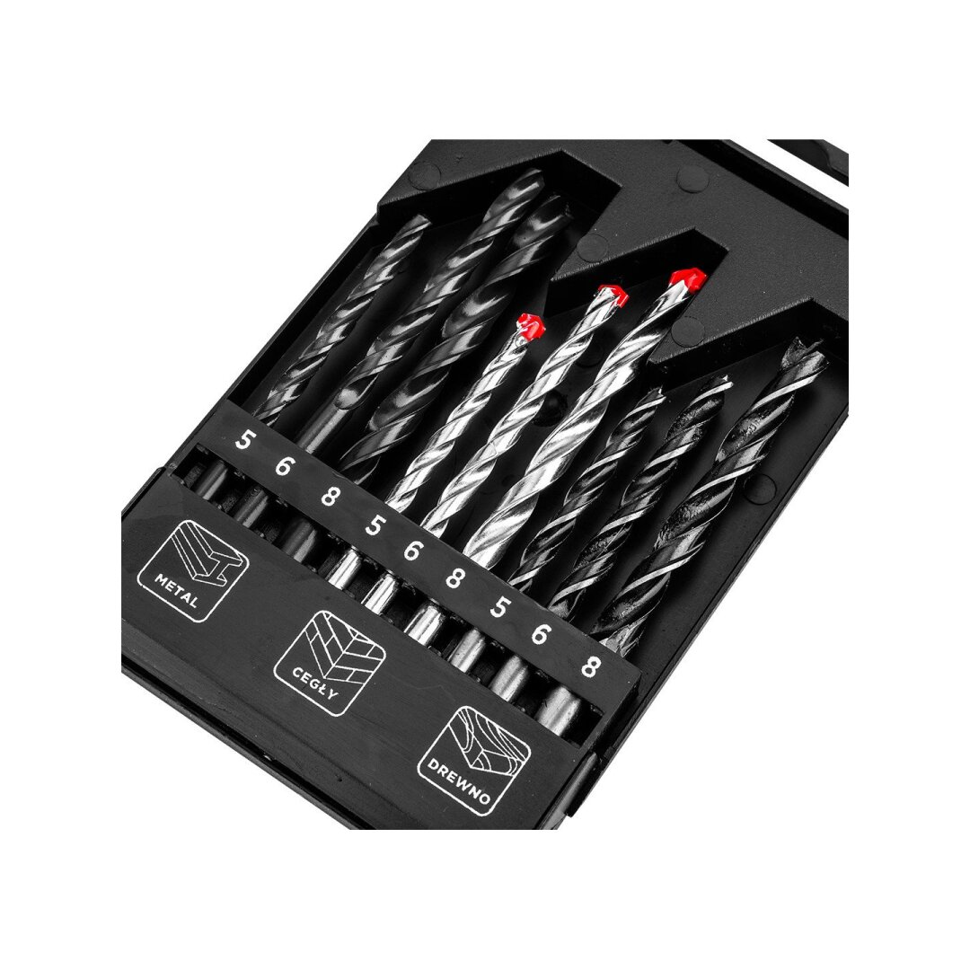 Metalo, medienos, medienos, plytų, plytų: 5, 6, 8 mm, 9 vnt. Gręžimo Antgaliukų rinkinys 4