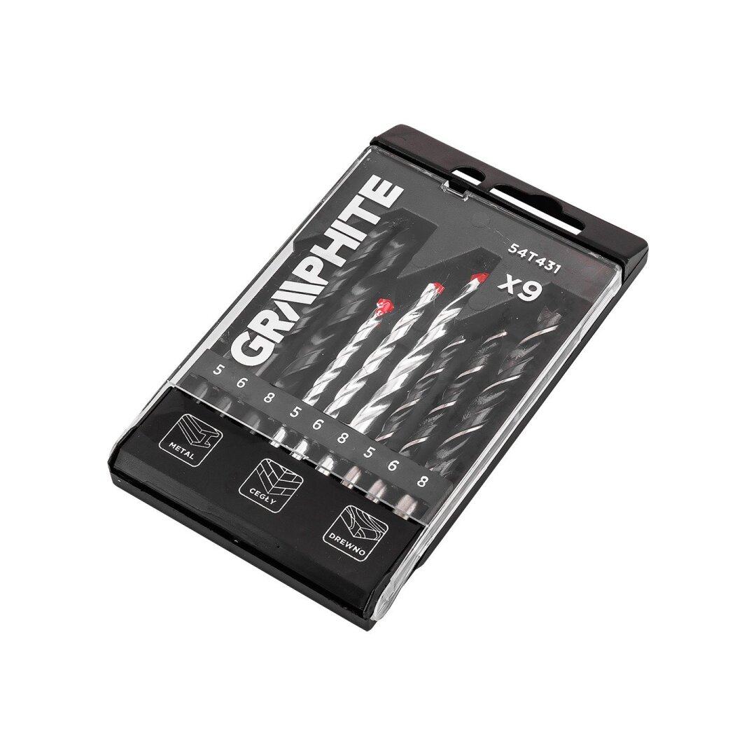 Metalo, medienos, medienos, plytų, plytų: 5, 6, 8 mm, 9 vnt. Gręžimo Antgaliukų rinkinys 5