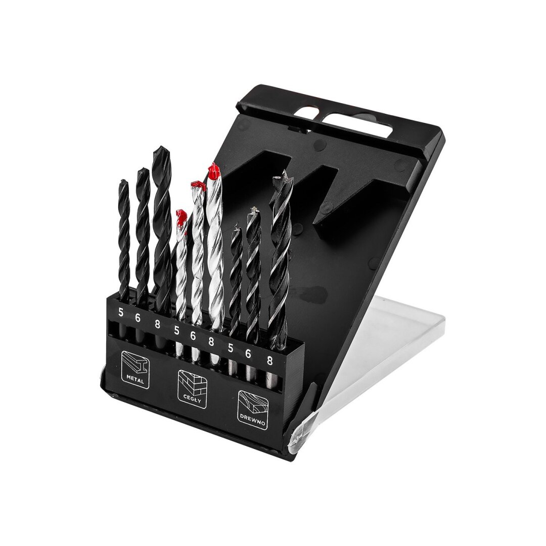 Metalo, medienos, medienos, plytų, plytų: 5, 6, 8 mm, 9 vnt. Gręžimo Antgaliukų rinkinys