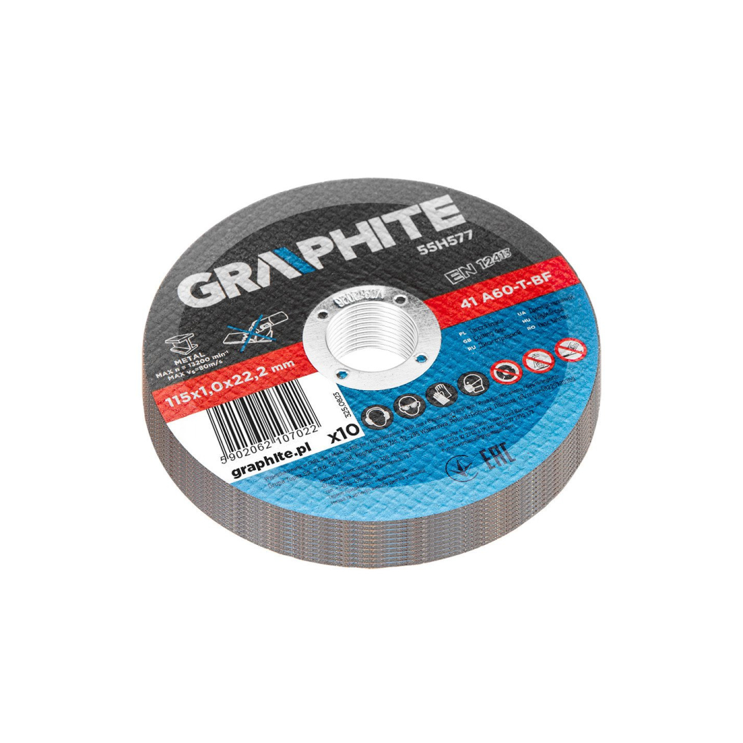 Metalo pjovimo diskai 115 x 1,0 x 22,2 mm, 41 A60-T-BF, 10 vienetų plėvelė 1