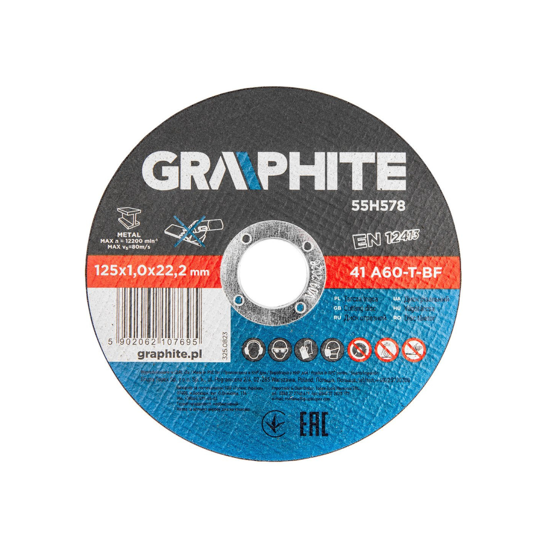 Metalo pjovimo diskai 125 x 1,0 x 22,2 mm, 41 A60-T-BF, 10 vnt.