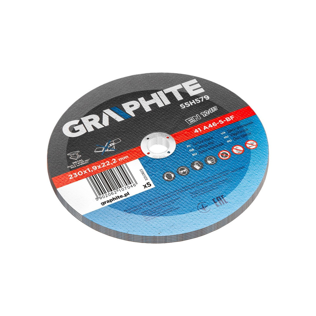 Metalo pjovimo diskai 230 x 1,9 x 22,2 mm, 41 A46-S-BF, 5 vnt. 1