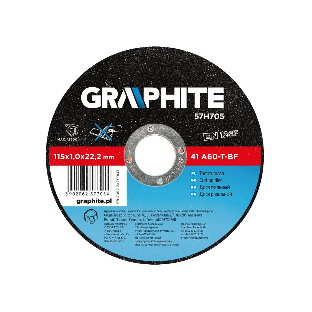 Metalo pjovimo diskas 115 x 1,0 x 22 mm, 41 A60-T-