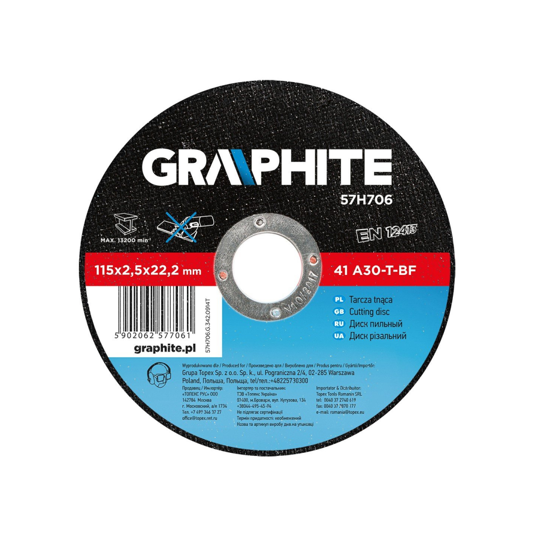 Metalo pjovimo diskas 115 x 2,5 x 22 mm, 41 A30-T-