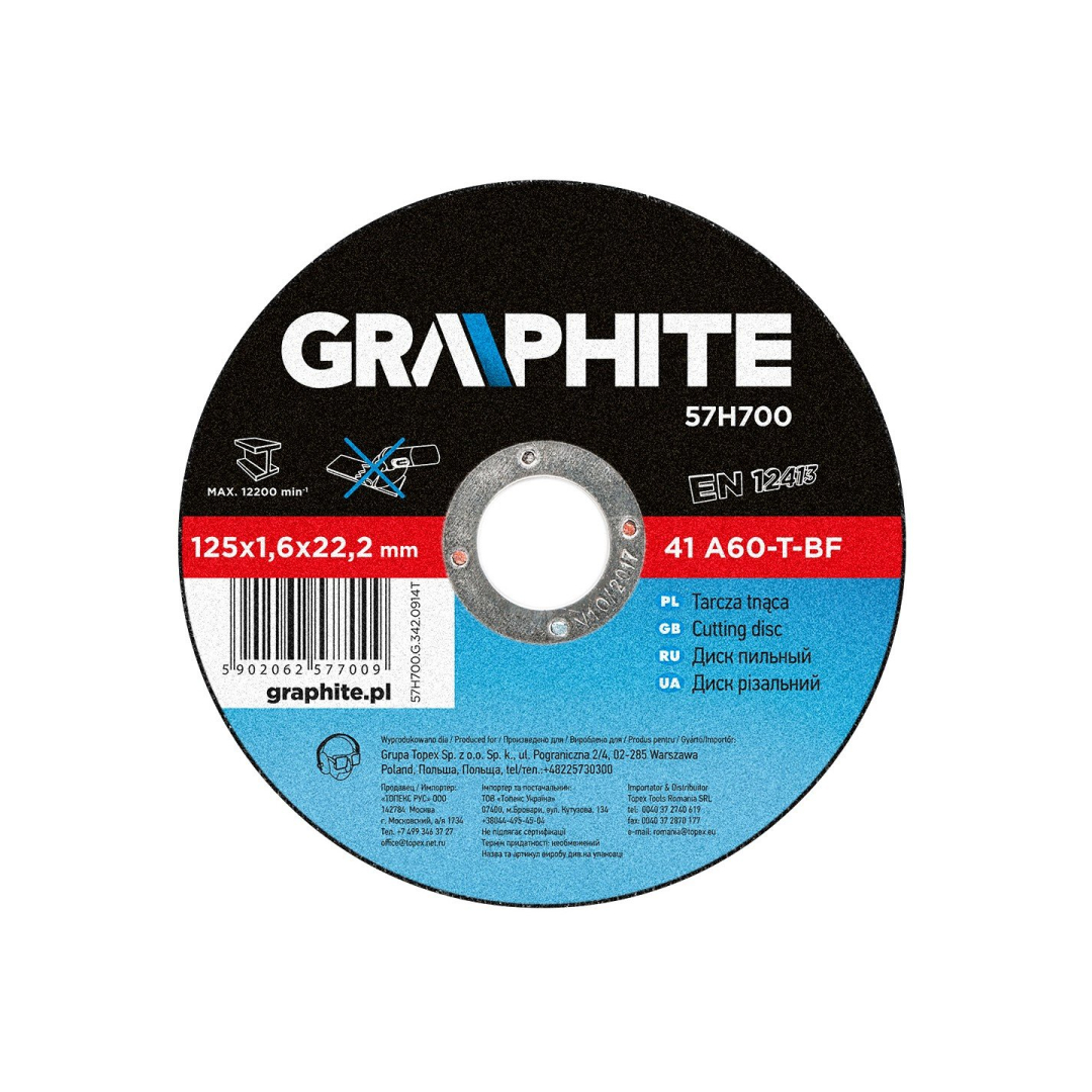 Metalo pjovimo diskas 125 x 1,6 x 22 mm 41 A60-T-B Metalo pjovimo diskas 125 x 1,6 x 22 mm 41 A60-T-B