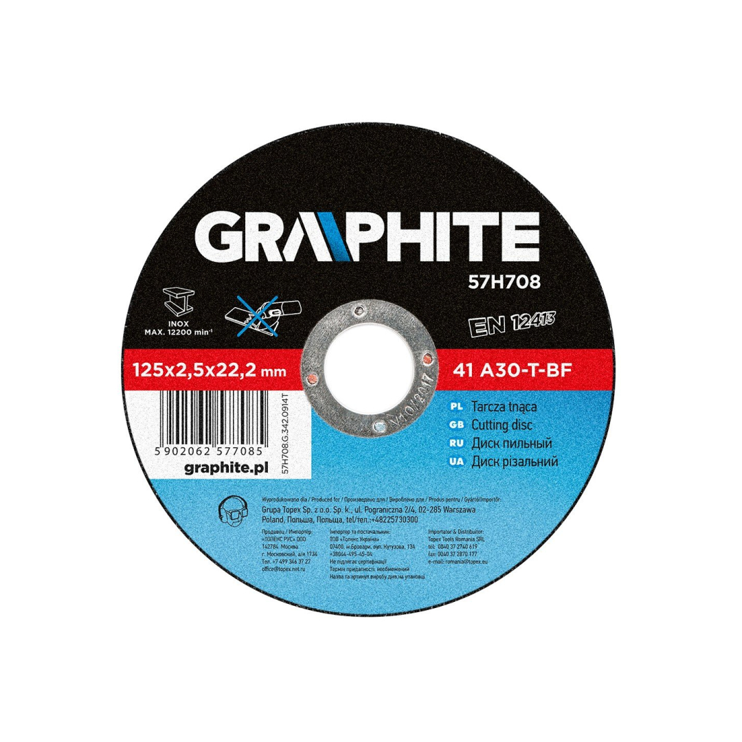 Metalo pjovimo diskas 125 x 2,5 x 22 mm 41 A30-T-B