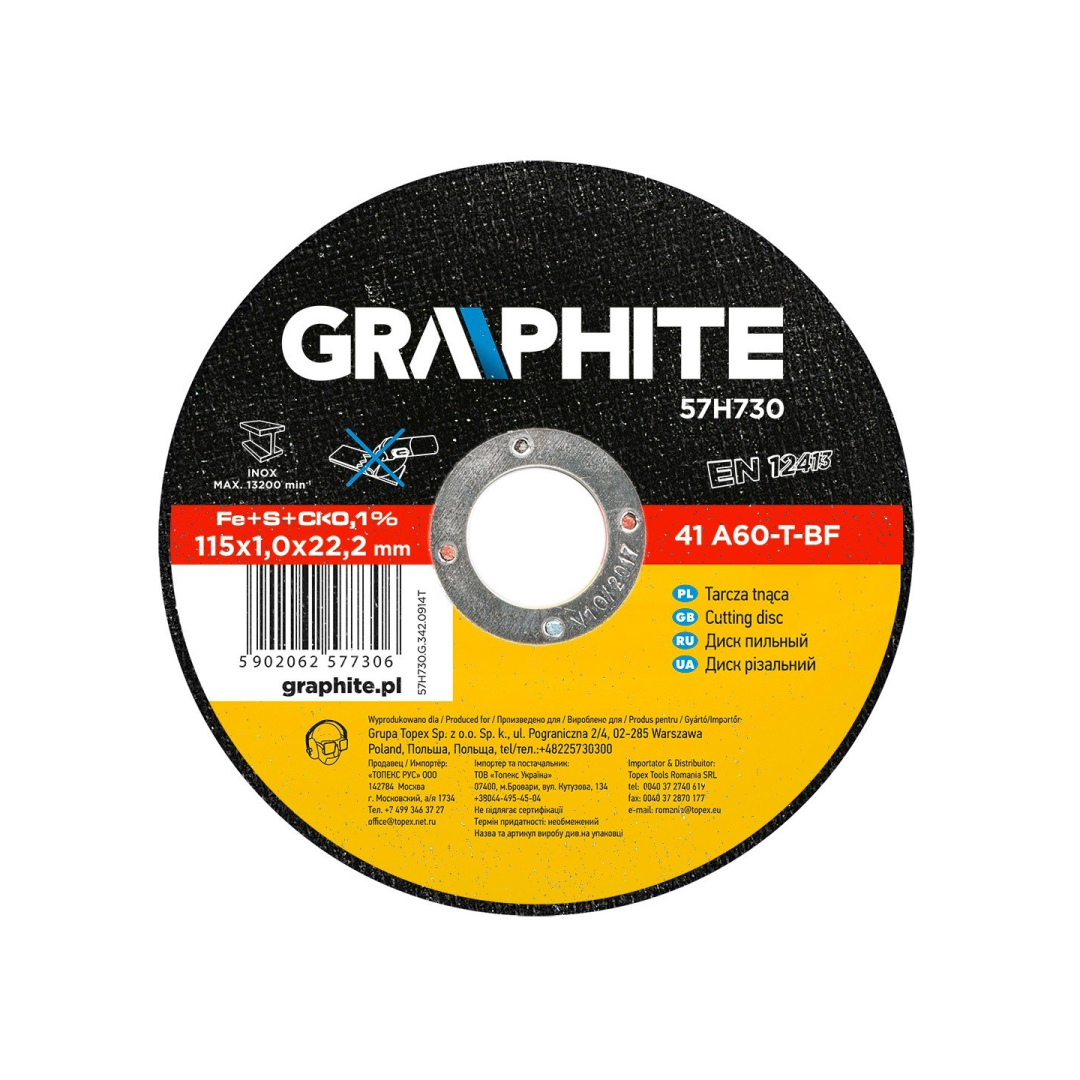 Metalo pjovimo diskas INOX 115 x 1,0 x 22 mm 41 A6