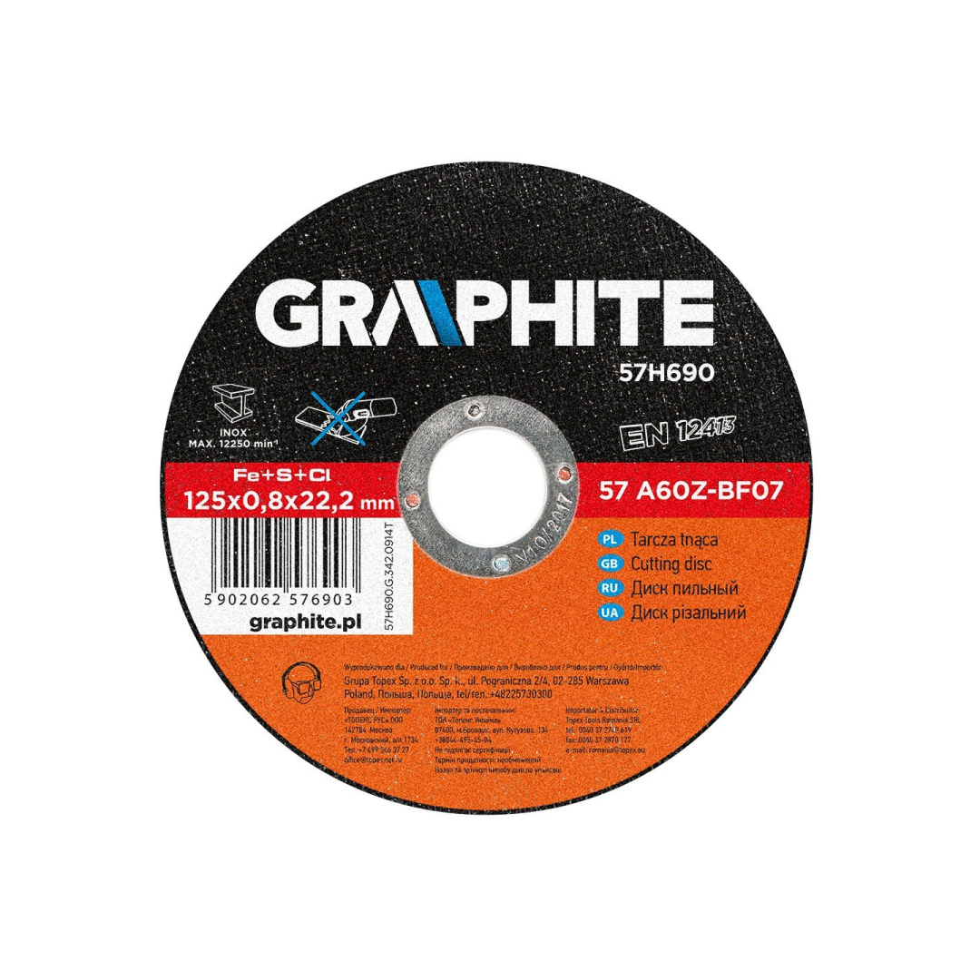 Metalo pjovimo diskelis 125 x 0.8 x 22 mm, 57A60Z-BF07 Industrinė linija