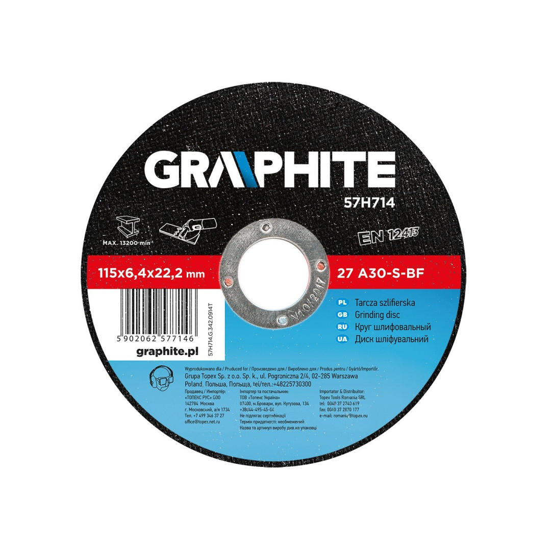 Metalo šlifavimo diskas 115 x 6,4 x 22 mm 27 A30-S Metalo šlifavimo diskas 115 x 6,4 x 22 mm 27 A30-S