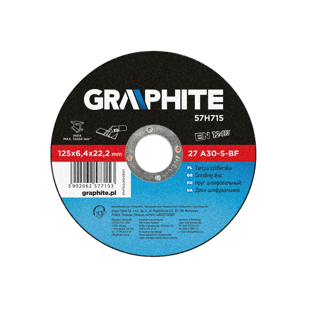 Metalo šlifavimo diskas 125 x 6,4 x 22 mm 27 A30-S