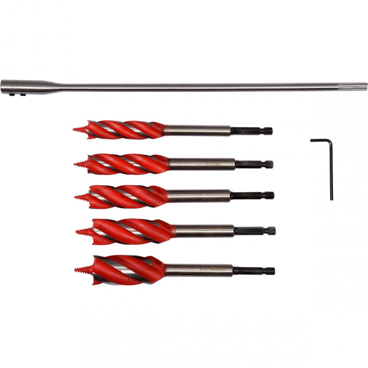 Grąžtų rinkinys medžiui su ilgintuvu Yato YT-44693, 6.3 mm (1/4") antgalis, 7 vnt. Grąžtų rinkinys medžiui su ilgintuvu Yato YT-44693, 6.3 mm (1/4") antgalis, 7 vnt.