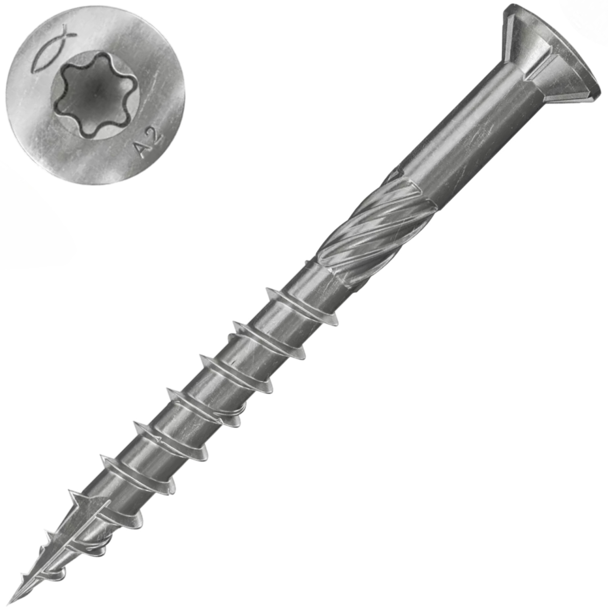 Medsraigčiai terasoms FTS-ST 5 x 70 A2, 100 vnt. Medsraigčiai terasoms FTS-ST 5 x 70 A2, 100 vnt.