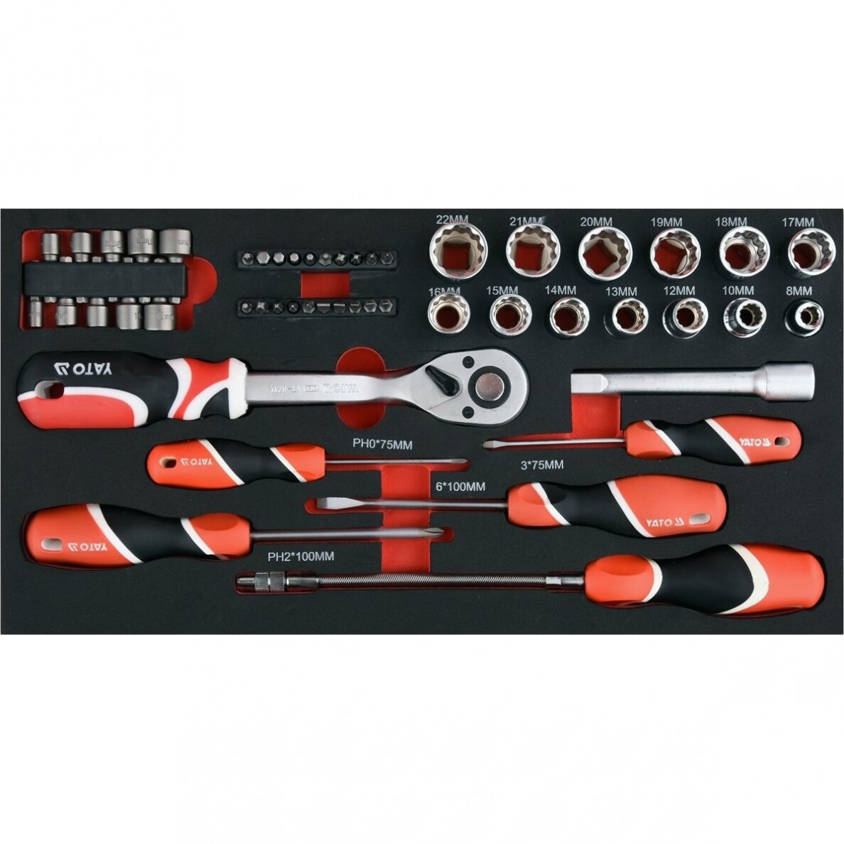 Metalinė dėžė įrankiams ant ratukų Yato YT-09104, su įrankiais, 79 vnt. 8