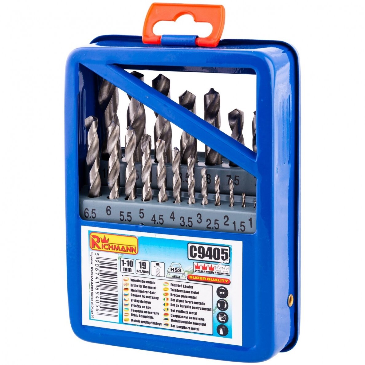 Metalo grąžtų rinkinys 1-10 mm 19 vnt 1 Metalo grąžtų rinkinys 1-10 mm 19 vnt 1