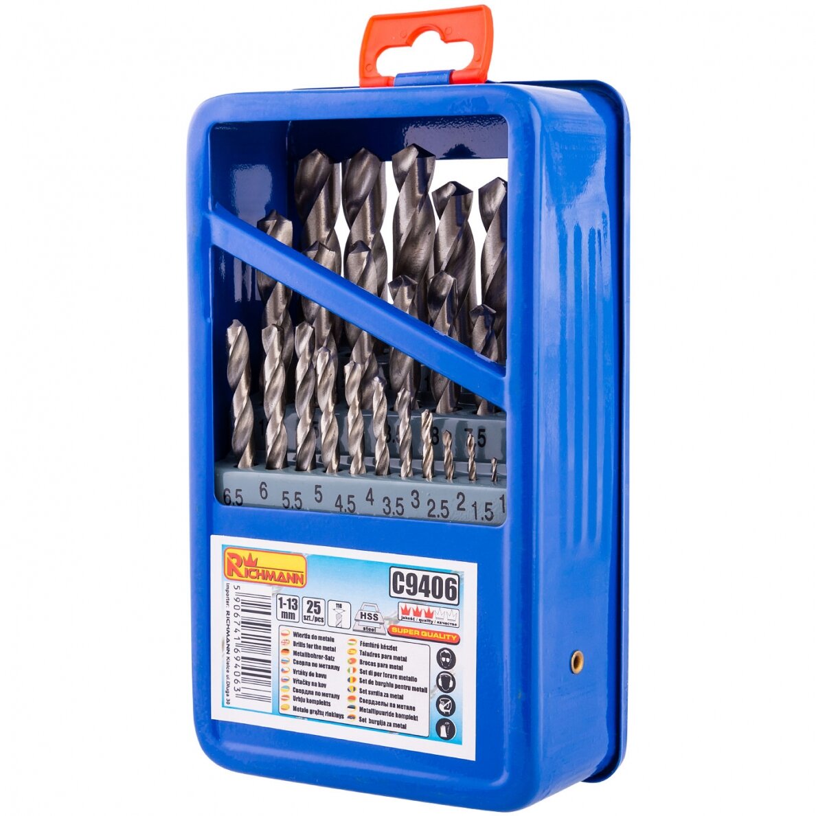 Metalo grąžtų rinkinys 1-13 mm 25 vnt Metalo grąžtų rinkinys 1-13 mm 25 vnt