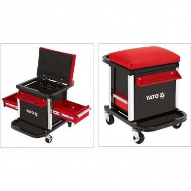 Įrankių kėdutė su 2 stalčiais Yato YT-08790 1 Įrankių kėdutė su 2 stalčiais Yato YT-08790 1