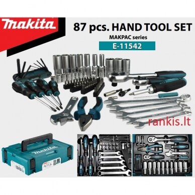 Mechaninių įrankių rinkinys Makita E-11542, 87 vnt. 2 Mechaninių įrankių rinkinys Makita E-11542, 87 vnt. 2