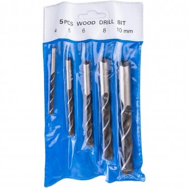 Medžio grąžtų komplektas 4-10 mm 5 viene 2 Medžio grąžtų komplektas 4-10 mm 5 viene 2