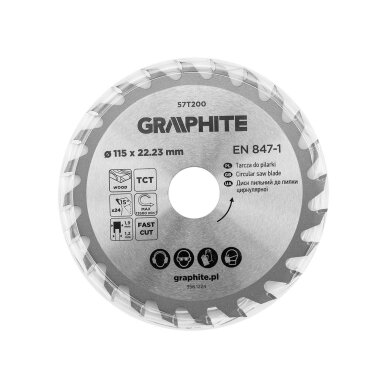 Medžio pjovimo diskas su HM antgaliais 115 x 22,23 mm, 24 dantys 3