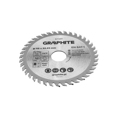 Medžio pjovimo diskas su HM antgaliais 115 x 22,23 mm, 40 dantų 4 Medžio pjovimo diskas su HM antgaliais 115 x 22,23 mm, 40 dantų 4