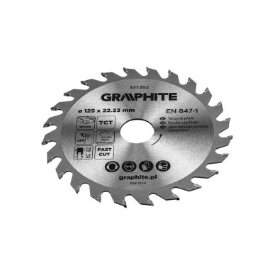 Medžio pjovimo diskas su HM antgaliais 125 x 22,23 mm, 24 dantys 4