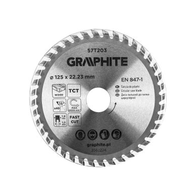 Medžio pjovimo diskas su HM antgaliais 125 x 22,23 mm, 40 dantų 3