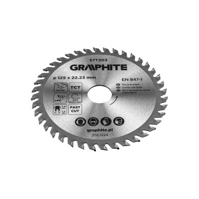 Medžio pjovimo diskas su HM antgaliais 125 x 22,23 mm, 40 dantų 4 Medžio pjovimo diskas su HM antgaliais 125 x 22,23 mm, 40 dantų 4