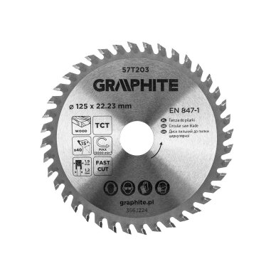 Medžio pjovimo diskas su HM antgaliais 125 x 22,23 mm, 40 dantų
