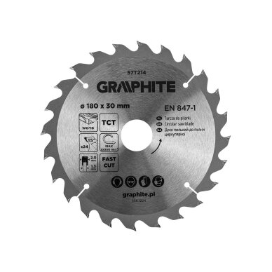 Medžio pjovimo diskas su HM antgaliais 180 x 30 mm, 24 dantys