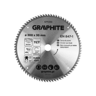 Medžio pjovimo diskas su HM antgaliais 300 x 30 mm, 80 dantų Medžio pjovimo diskas su HM antgaliais 300 x 30 mm, 80 dantų