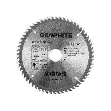 Medžio pjovimo diskas , Widia, 180 x 30 mm, 60 dantų