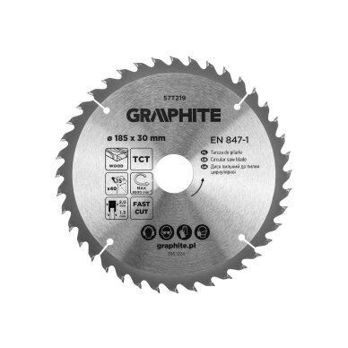 Medžio pjovimo diskas , Widia, 185 x 30 mm, 40 dantų