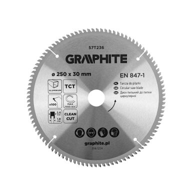 Medžio pjovimo diskas , Widia, 250 x 30 mm, 100 dantų, skirtas aliuminiui