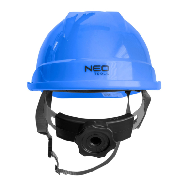 Mėlynas pramoninis šalmas su dirželiu ant smakro 4