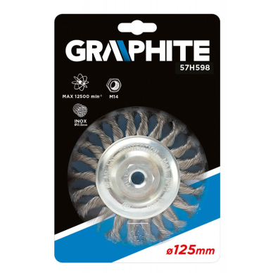 Metalinis šepetys 125mm x M14, nerūdijanti viela 1