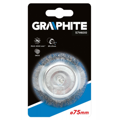Metalinis šepetys 75mm, nerūdijanti viela (trzpień 1