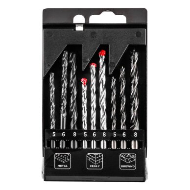 Metalo, medienos, medienos, plytų, plytų: 5, 6, 8 mm, 9 vnt. Gręžimo Antgaliukų rinkinys 6